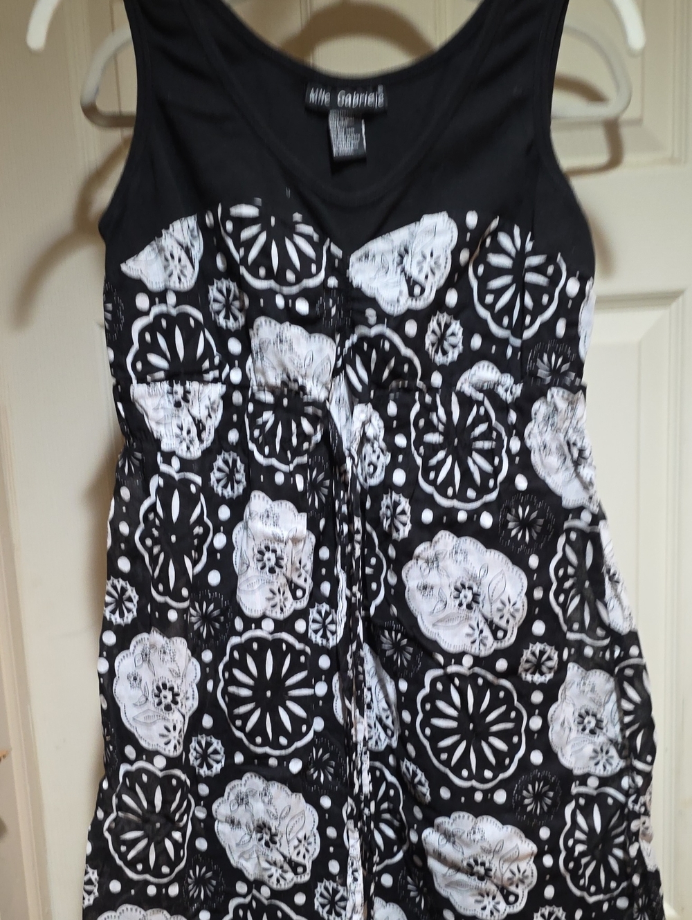 Mlle Gabrielle Black and White Floral Medallion Tank Dress